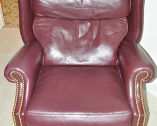 Wonderful MotionCraft by Sherrill, Maroon Leather Recliner with Nailhead Designs