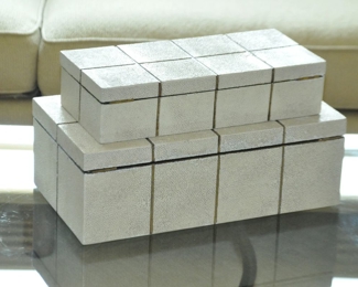 Up Close View of the Faux Shagreen Ivory Boxes