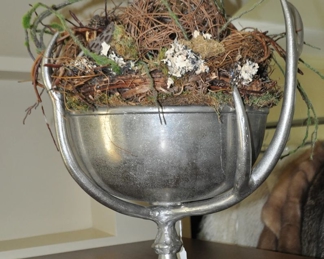 Large Champagne Cooler in Cast Aluminum, Overall 19"h x 12" Diameter