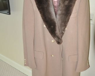 Vintage Neiman Marcus Men's Wool Coat with Beaver Collar, Size Small 