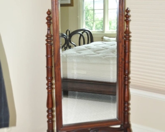 Solid Carved Mahogany Victorian Tilting 68" Chevel Dressing Beveled Mirror