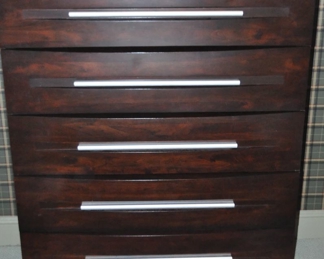 Casana Furniture Company 5 Drawer High Boy Matching Dresser with Brushed Aluminum Handles.  41 1/2" W x 19"D x 52" H