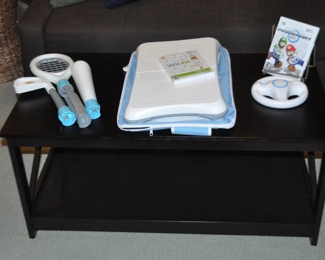 Additional Nintendo Wii Gaming Sytem Items. Shown are the Nerf Gold Club, Tennis Racket and Bat, Nintendo Wii Fit and Mario RaceCart