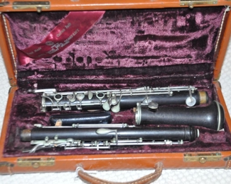 Antique Hand Made Platz Oboe with Original Leather Case. Made in Czechoslovakia 