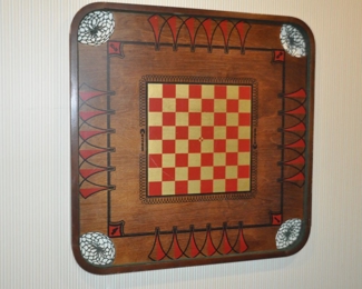 Antique Carrom Game Board.  28 1/2 x 28 1/2