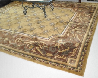 Gorgeous William Morris 100% Wool on a Cotton Foundation, Hand Knotted Brown/Gold/Green Area Rug Made in India. 8 x 10.