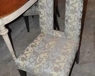 Set of 4 Contemporary Light Grey and Beige Upholstered Dining Chairs