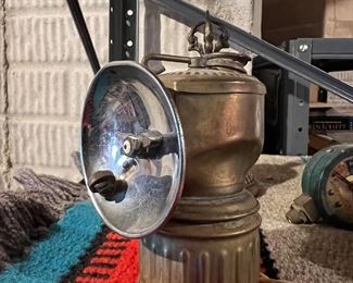 Vintage brass coal miners mining lamp