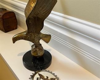 Large Brass Eagle on marble stand