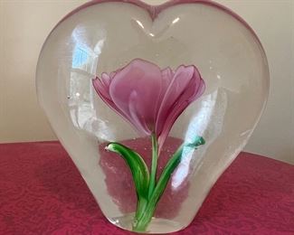 glass flower paperweight