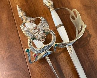 Spanish PIC Swords with pearl and faux jeweled handle replica