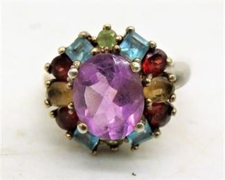 Lot 021   5 Bid(s)
Sterling ring multi color stones