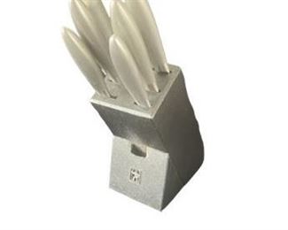 Lot 018   2 Bid(s)
Lot of 5 JA Henckels Knives w/ Block