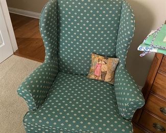 Queen Anne wing-back chair, great condition. 