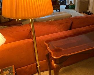 Sofa table & floor lamp.  