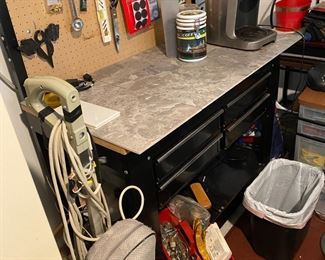 Workbench, 4 drawers, lower shelf, good condition.