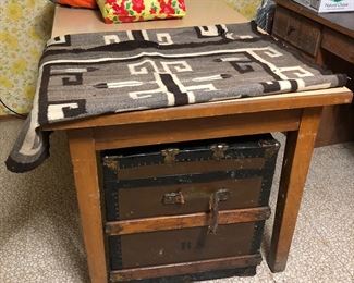 Navajo rug old trunks 