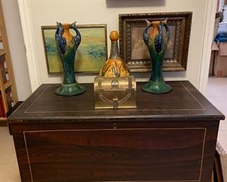 Antique blanket chest, Art Pottery 