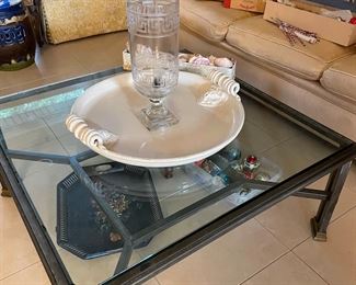 Iron and glass coffee table