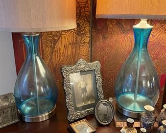 Blue glass lamps
