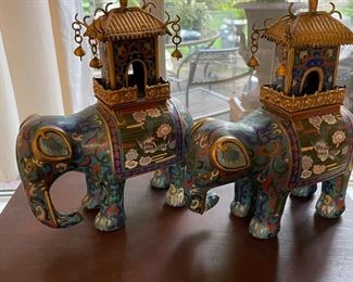 Pair of Chinese Cloisonné Elephants