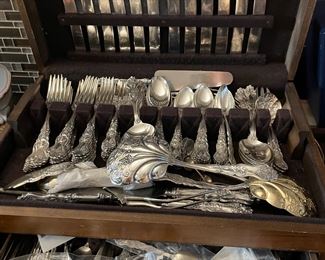 Extra large set of silver plate flatware, Moselle Pattern
