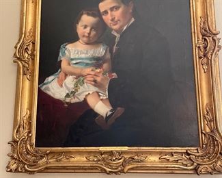 Large antique oil painting