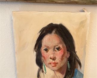 Oil painting of Navajo girl