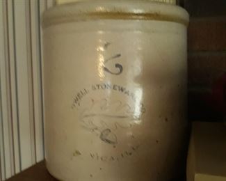 2 gallon stoneware crock
Tonica, Illinois 
Goog condition 