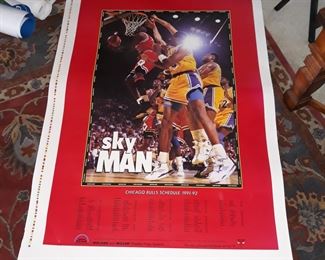 Large poster features  Michael  Jordan and  LA Lakers