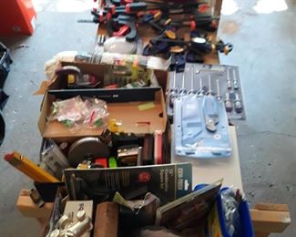 Clamps, sets of tools