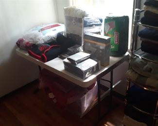 New sleeping bag,
New bed linens