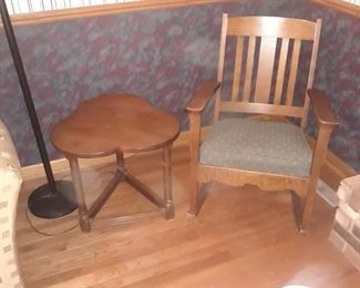 Mission style /Arts & Crafts rocking chair.
Trifoil side table