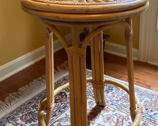 Vintage Bamboo Rattan Swivel Stool