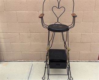 Antique Shoe Shine Chair W Oak Armrests from 1920s.