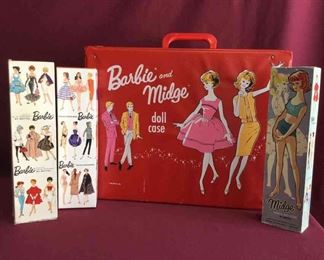 Barbie And Midge Doll Case 3 Teen Age Fashion Models W Pedestal