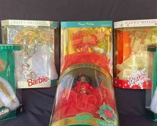 Collection Of Six Happy Holidays Barbies From 90s