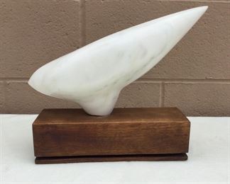Freeform Marble Sculpture on Custom Wood Base