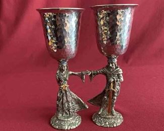 King Aurthur And Guinevere Pewter Chalice Cups