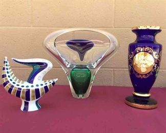 Unique Vintage Glass Decor Sargadelos Modernist Abstract Bird Figure