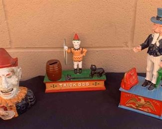 Vintage Clown And Dog Trick Piggy Banks