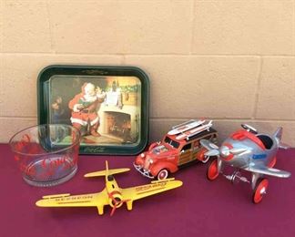 Vintage Coca Cola Vehicles Collectables DieCast Model Pedal Silver Edition Plane.