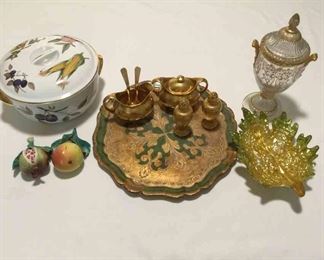 Vintage Gold Decor W Royal Worcester Evesham Casserole Bowl Pickard China pieces