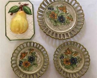 Vintage Meiselman Imports Italy Collector Plates Retro 3D Pear Decor Plate