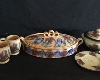 Vintage PuTok Pottery, Iris Pattern Dinnerware