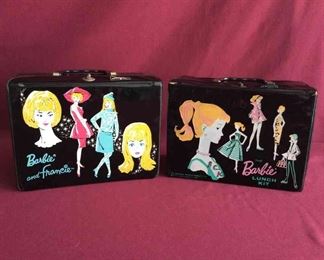 Vintage The Barbie Lunch Kit Barbie And Francie Lunch Box, each with Thermos.