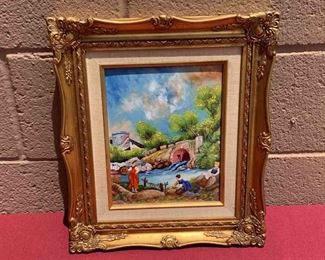 W. Rubin Enamel On Copper Painting