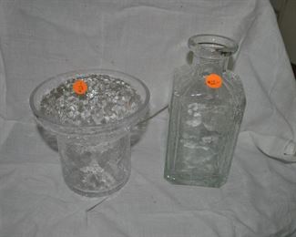 Crackle glass vases 