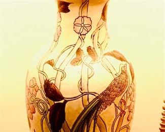 Vintage Cloisonne pair of lamps from vases