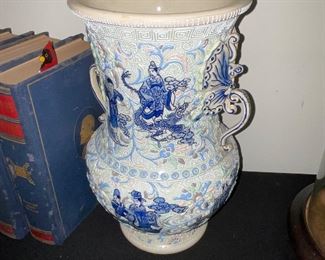 Asian vase.  Has some repairs on handles 